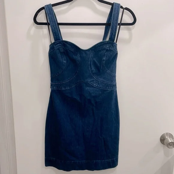 blue dress for baby girl 3D DENIM BODYCON DRESS main image 0